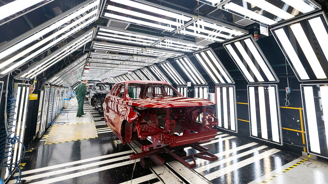 Car bodyshell on an automotive production line